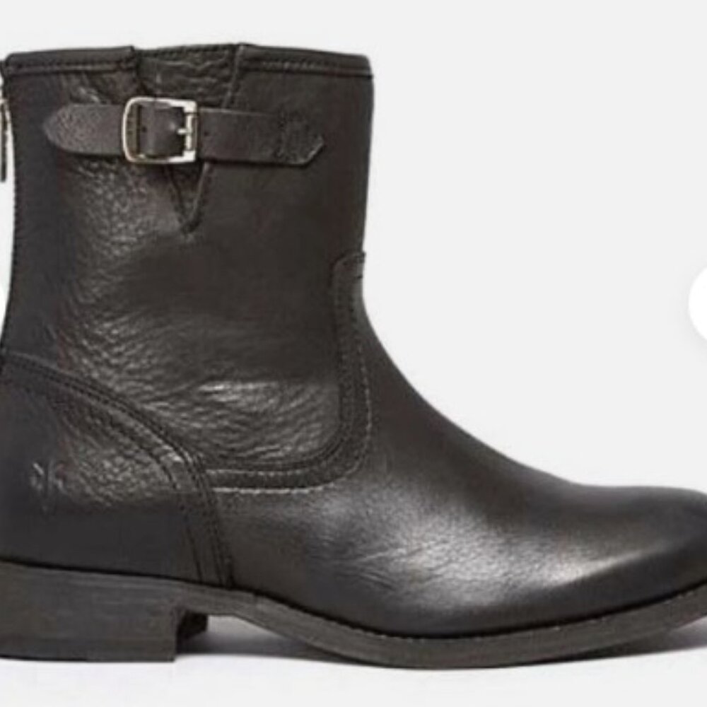 Frye Women's Pippa Black Leather Buckle ankle boots